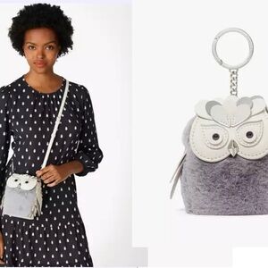 Kate spade hoot 3D White Owl crossbody bag Novelty Purse &Hoot 3d Coin Purse Set